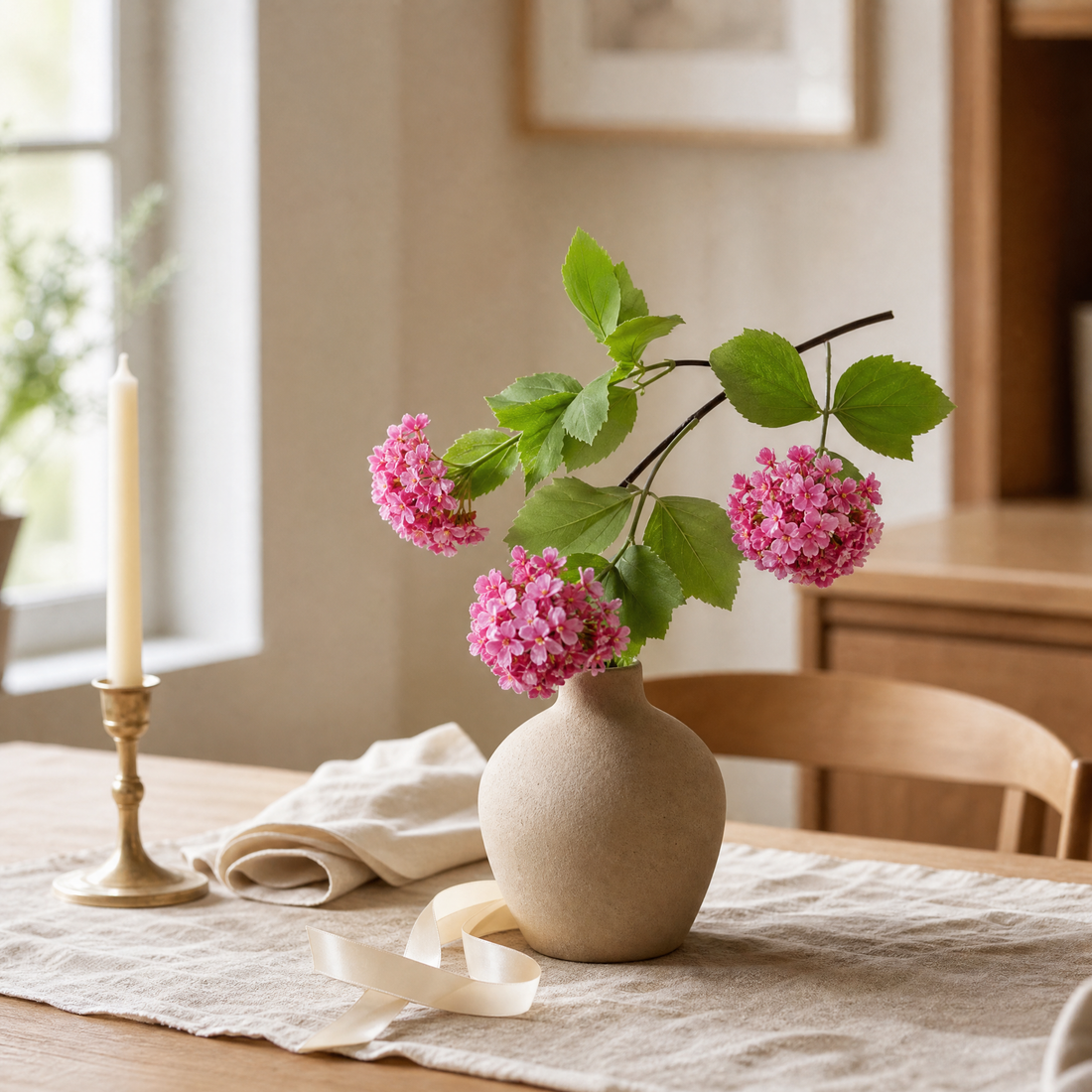 Artificial Hydrangea Stem – Silk -Head Spray for Wedding Table and Home Decor
