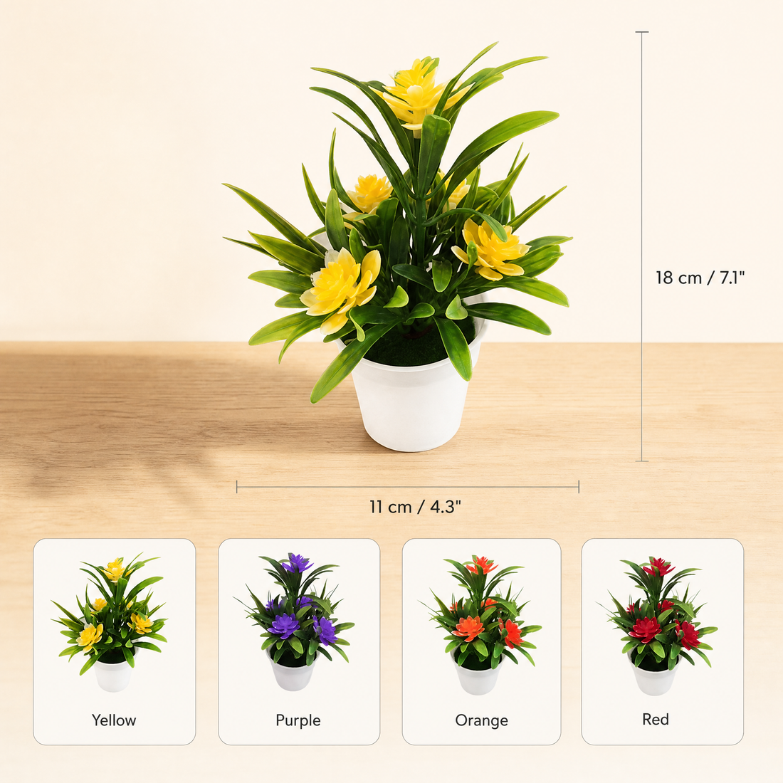Artificial Flower Plant Pot – Faux Botanical Desktop Decor Home Office Gift