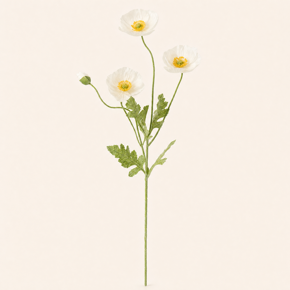 Silk Poppy Stem Faux Flowers – 4 Head Spray for Wedding and Home Decor