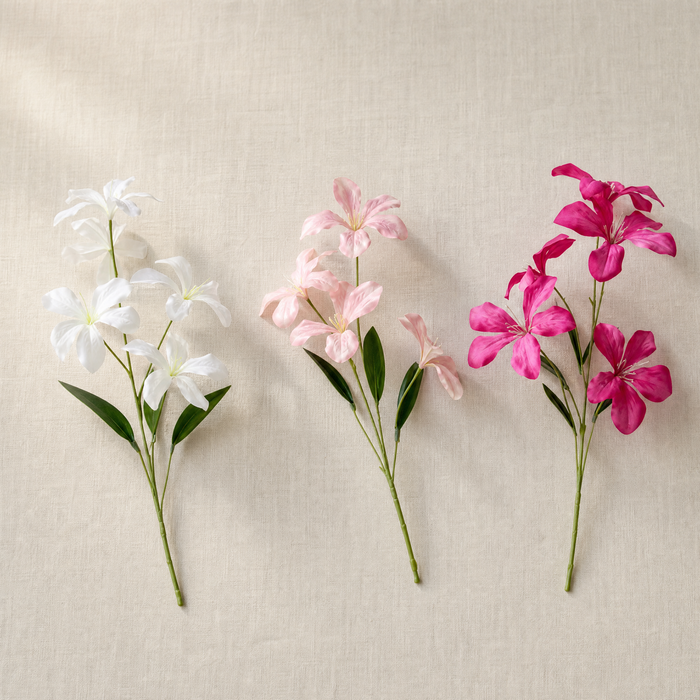 Silk Flame Orchid Stem – Faux Floral Branch for Home, Wedding and Table Decor