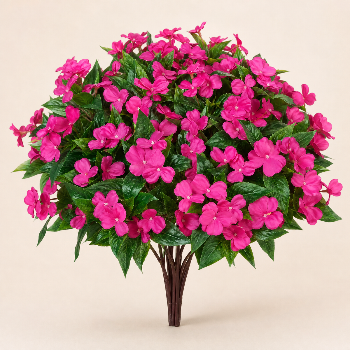 Artificial Impatiens Bouquet – Silk Flower Bush for Wedding Table Home Decor