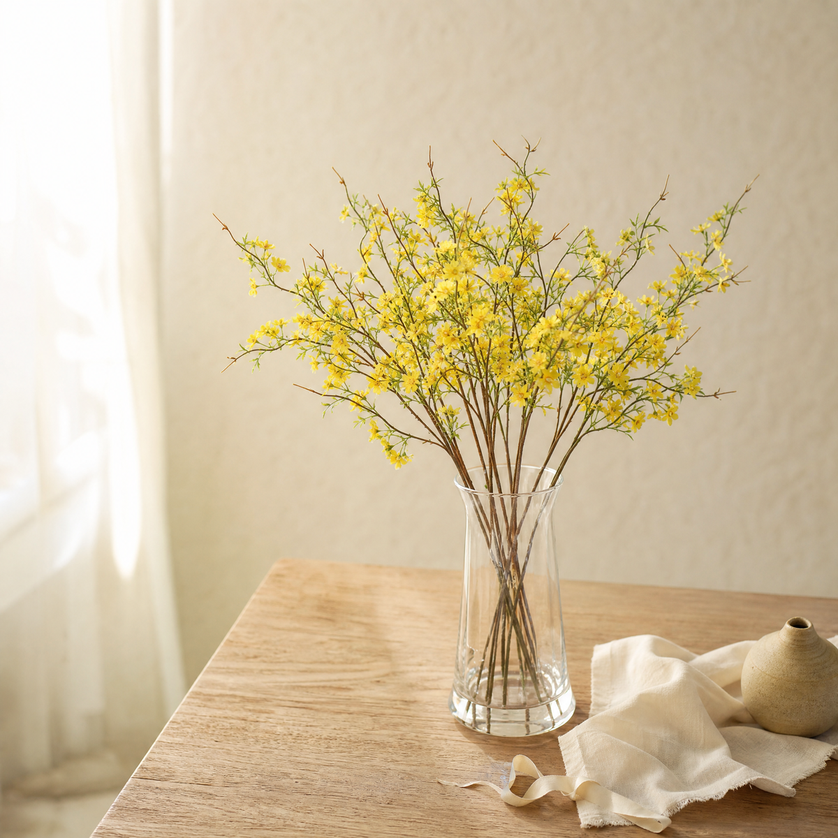 Artificial Plum Blossom Stem – Faux Silk Branch for Living Room Vase Arrangement